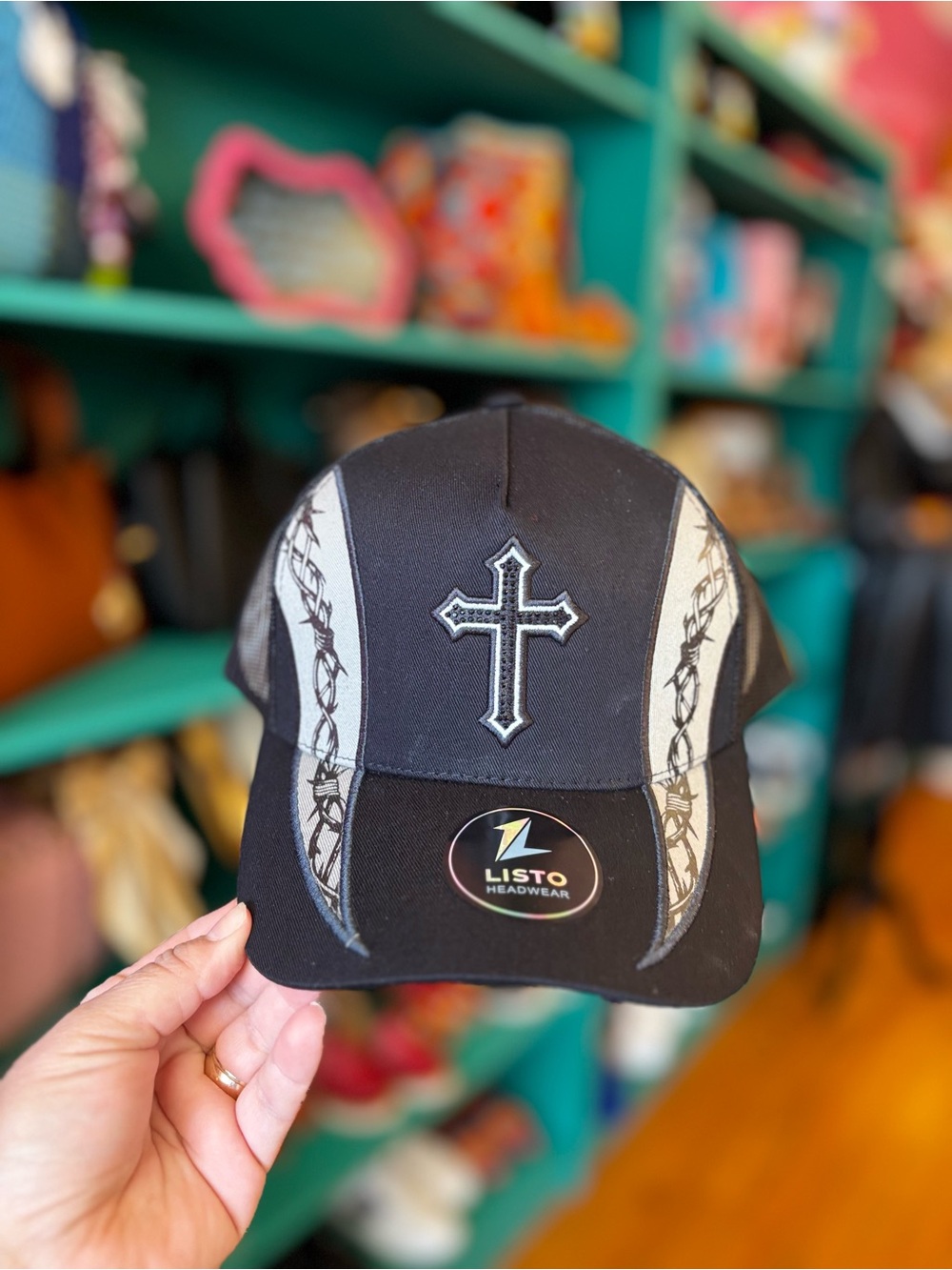 Listo Headwear Black Cross Accent Baseball Cap